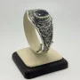 Handcrafted 925 Sterling Silver Vintage Filigree Cuff Natural Blue Gray Gemstone