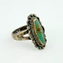 Navajo 925 Sterling Silver Vintage Green Turquoise Ring - Size 6.5