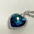 Heart-Shaped Blue Glass Pendant Necklace with Silver-Tone Chain - Elegant Design