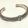 Lyric Sterling Silver 925 & 18k Gold Cuff Bracelet with Purple Stones, 6in 