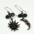 Handmade Sterling Silver Sun and Moon Face Earrings with Wire Spiral Details