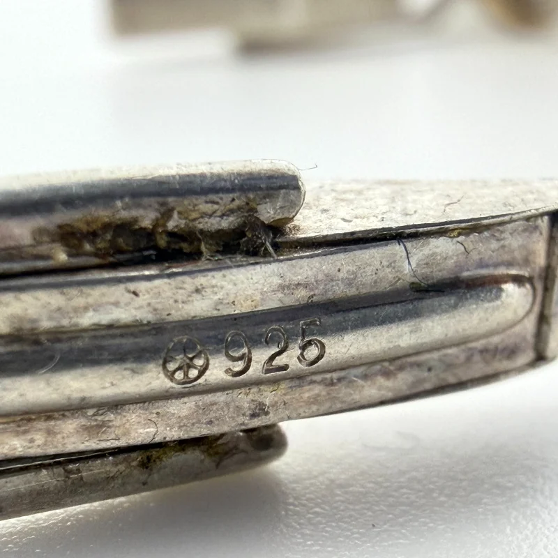 Doskow Barrel Cufflinks Bird Vintage 925 Silver 14K Gold