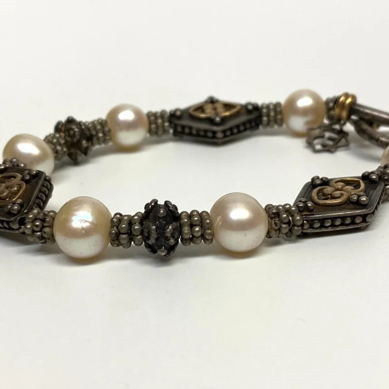Elyse Ryan 925 Silver and 18K Gold Pearl Bracelet 7.5 in