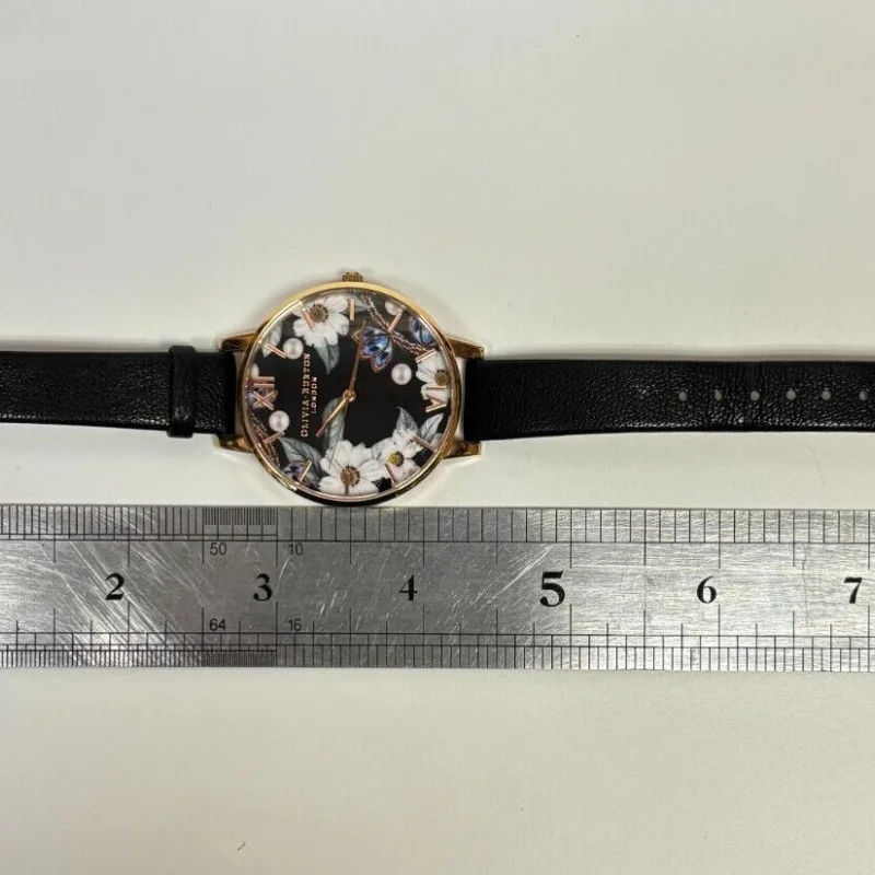 Olivia Burton Bejeweled Florals Leather Strap Watch