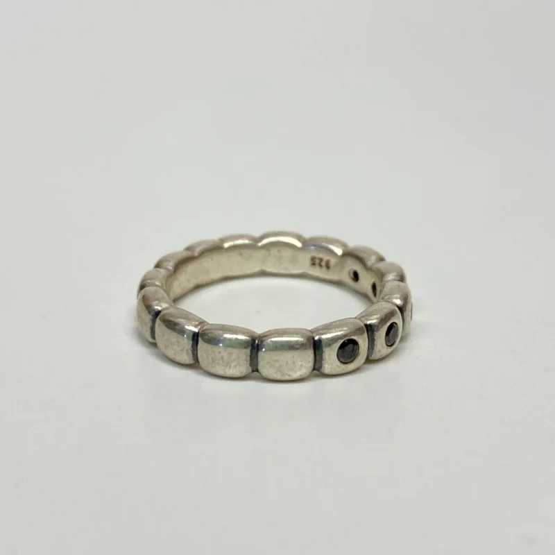Pandora Band Ring Size 6.5 Black Stone Sterling Silver