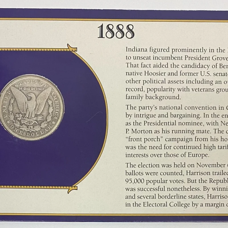 1888 O The U.S. Morgan Silver Dollar Collection Card & Postal Stamps $1