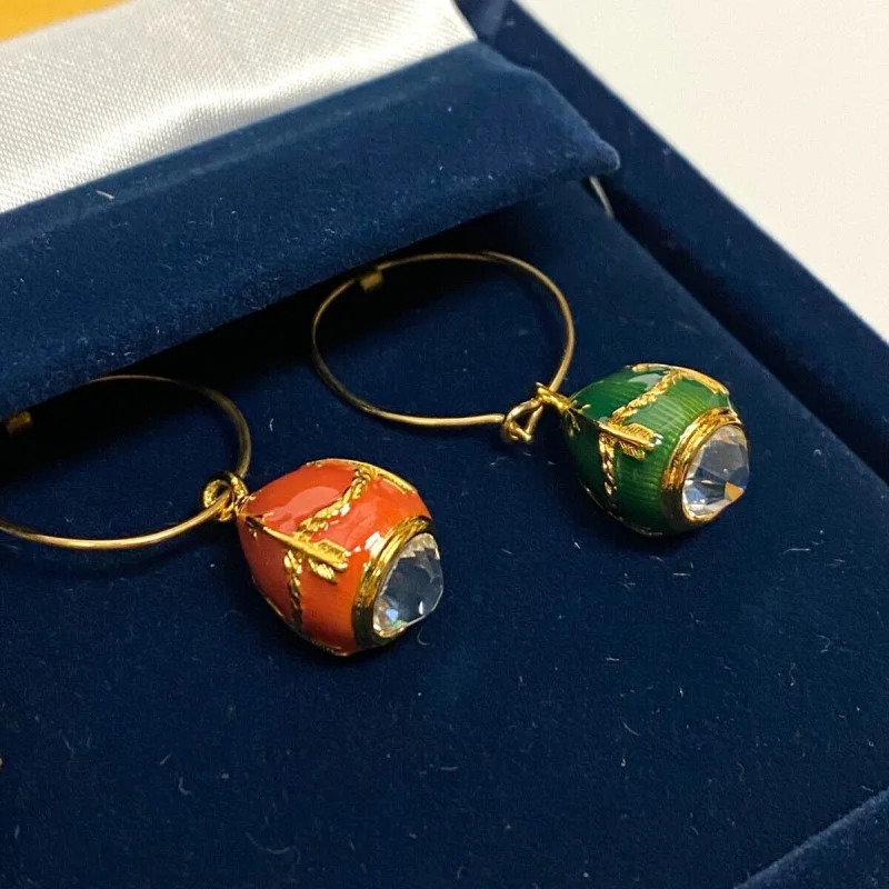 Faberge Egg Wine Glass Charms: Set of Six in Velvet Case - EXCELLENT CONDITION!