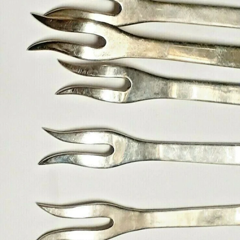 Vintage Aztec Sundial H'orderves Forks Taxco Mexico Sterling Silver 925 