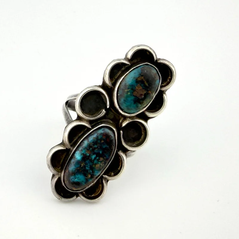 Handmade 925 Sterling Silver Vintage Blue Turquoise Ring Native American Size 10