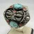 Vintage Sterling Silver Turquoise & Coral Spinner Cuff Bracelet Handmade