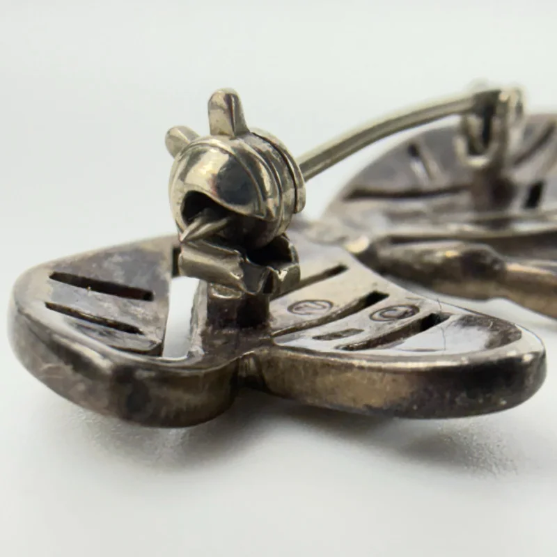 Vintage Sterling Silver Dragonfly Brooch Pin Marcasite 1940's