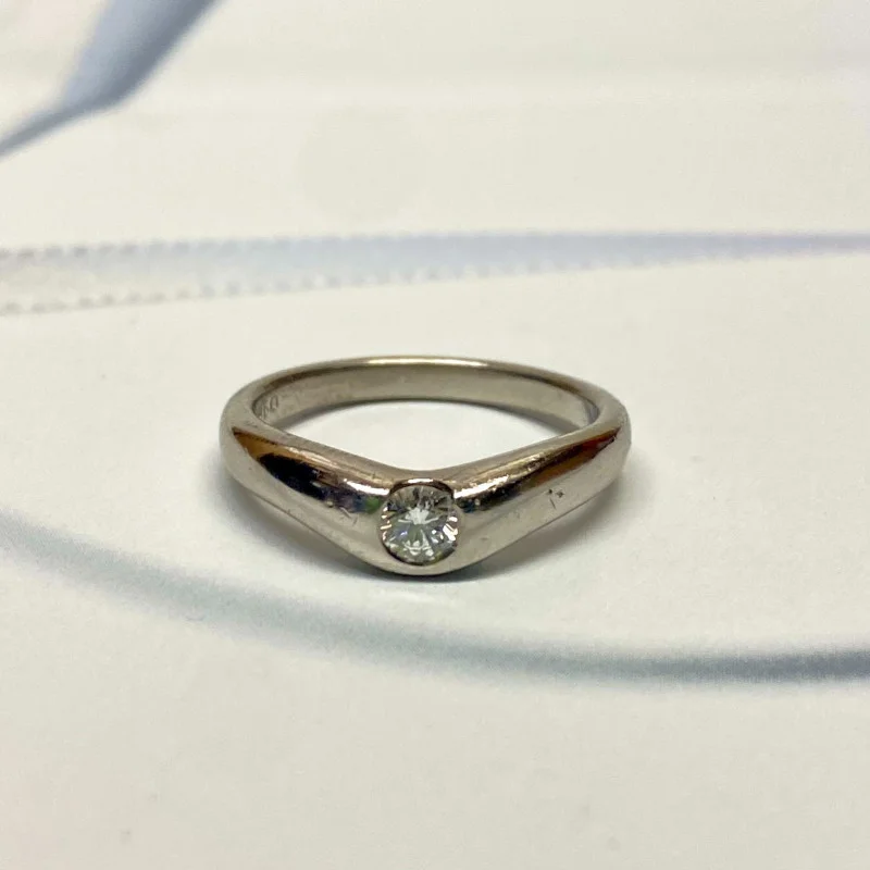 Tiffany & Co Platinum Elsa Peretti Curved 0.18ct Diamond Ring Band Sz 6.5