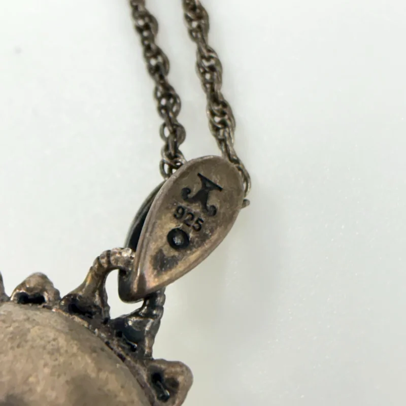 Judith Jack Sterling Silver Marcasite Oval Locket Pendant on Original Chain