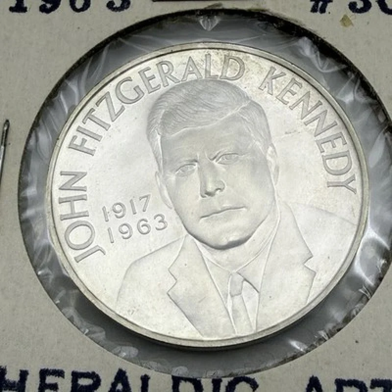 1963 JFK Heraldic Art Sterling Silver Medal #302 33mm UNC 5300 Mintage