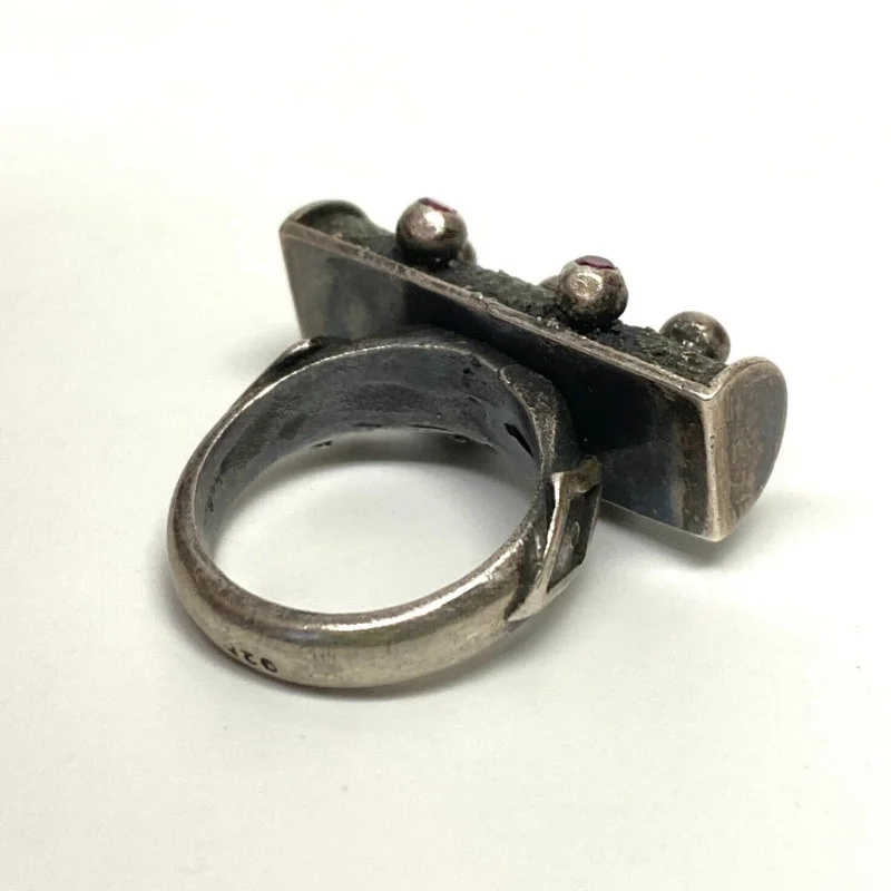 Vintage Ruby & Sterling Silver Cocktail Ring