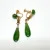 Vintage 10k Rose Gold Green Jade Dangle Earrings Chinese non-pierced