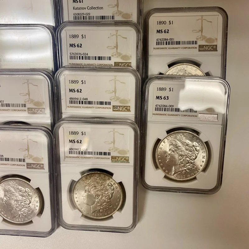 1889-1890 US Morgan Silver Dollar $1 set of 15 coins, NGC