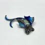 Antique Sterling Silver Designed Gems Faced Blue Multicolor Fish / 1 Ruby Eye  