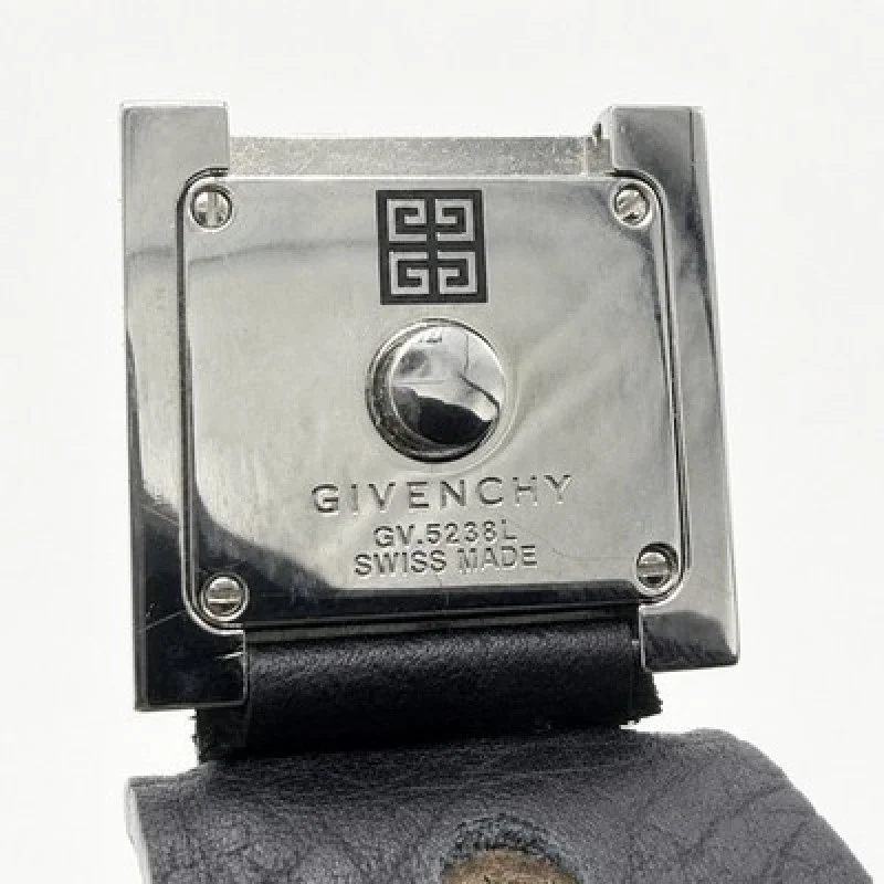 Givenchy GV.5238L Swiss Made Women’s Quartz Watch Black Leather 4G Silver Tone
