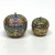 Vintage Covered Apple Shape Cloisonné Trinket Boxes Blue w Aqua Enamel Interior