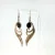 Vintage Sterling Silver Scroll Leaf Dangle Earrings with Black Onyx