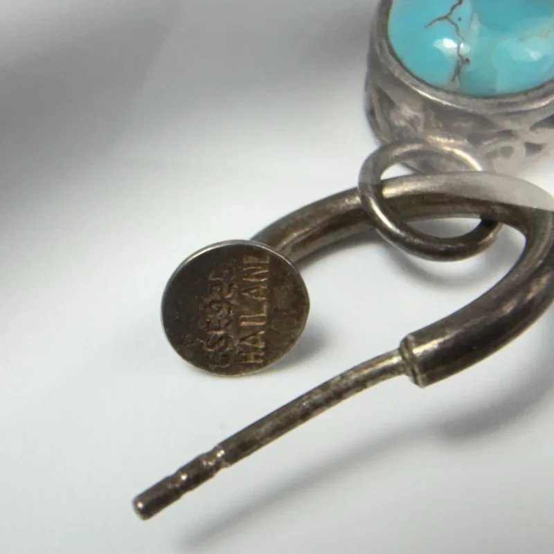 Vintage Navajo style Sterling Silver 925 Turquoise Stud Drop Earrings