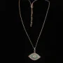 Silver 925 and White Sapphire, Celestial Protector Eye Chain Pendant 18 inches