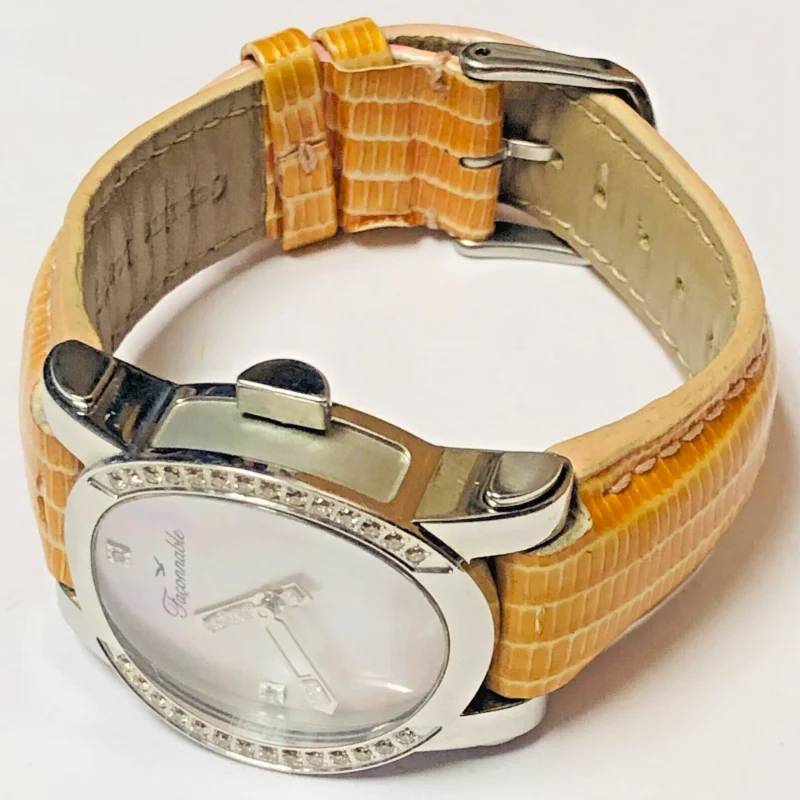 Faconnable Automatic Pink Mother Of Pearl Dial Diamond Bezel Leather Watch !!!