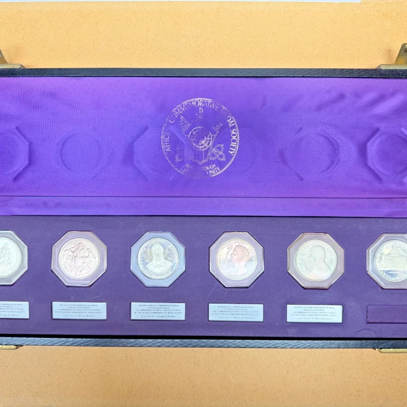Catholic Commemorative Medal Society 6-Piece Sterling Silver Proof Popes Set