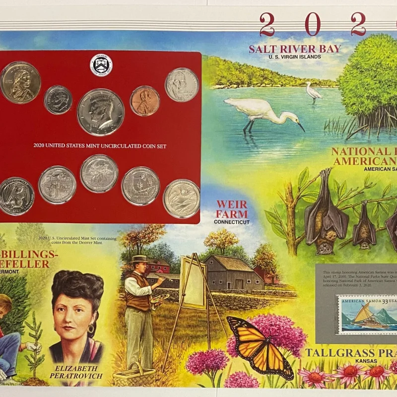 2020 D Uncirculated Mint Set Postal Commemorative Society Coin & Stamps