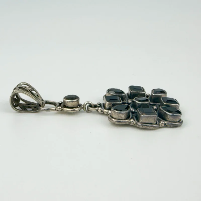 Vintage 925 Sterling Silver Natural Smoky Topaz Gemstones Pendant