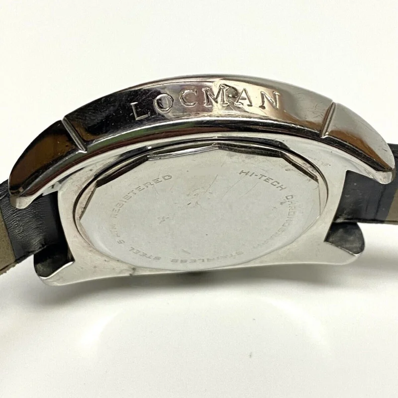 Locman Stainless Steel 2.5 ct White Round Cut Black Dial With Black Band Watch