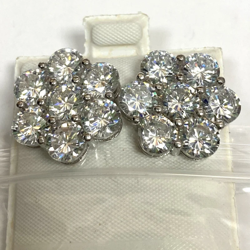 Sterling Silver Designed with Cubic Zuconia Gems Woman's Earrings