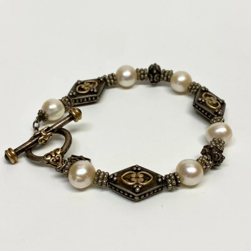 Elyse Ryan 925 Silver and 18K Gold Pearl Bracelet 7.5 in