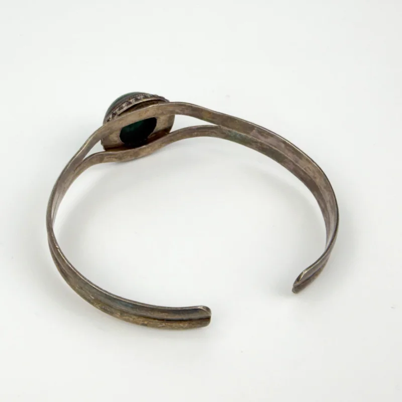 Women's Navajo Style Bracelet 925 Silver Natural Malachite Cuff