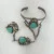 Antique Native American Blue Turquoise Cabs Bangle Slave Bracelet