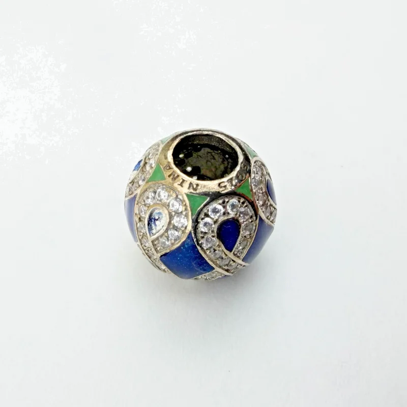 NINA Sterling Silver Charm with Enamel and CZ Comparable To Pandora