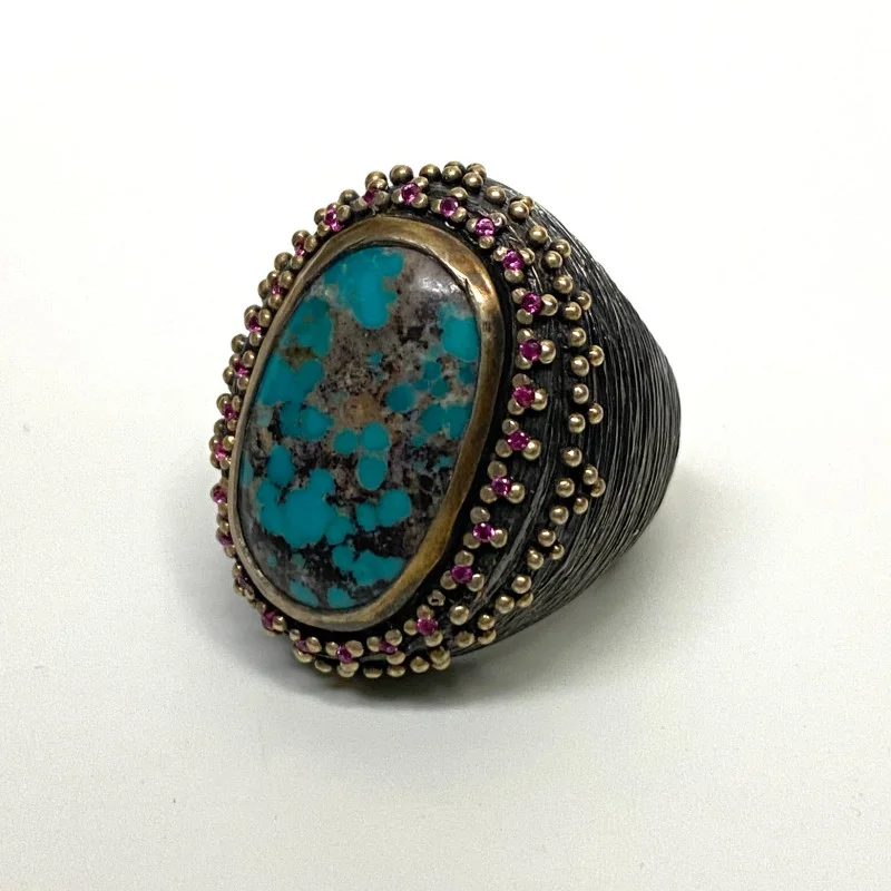 Bora Sterling Silver Ring With Turquoise Size 8
