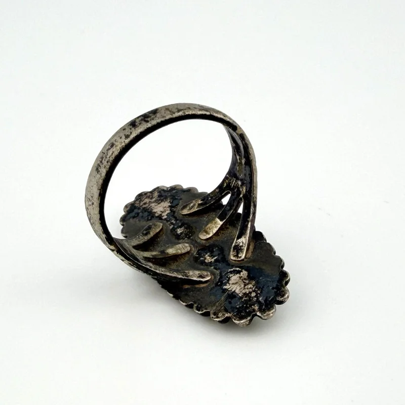 Navajo 925 Sterling Silver Green Turquoise Ring Native American Artist Size 7.5