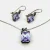 Sterling Silver Lavender CZ & Marcasite Jewelry Set - Pendant & Earrings - 925