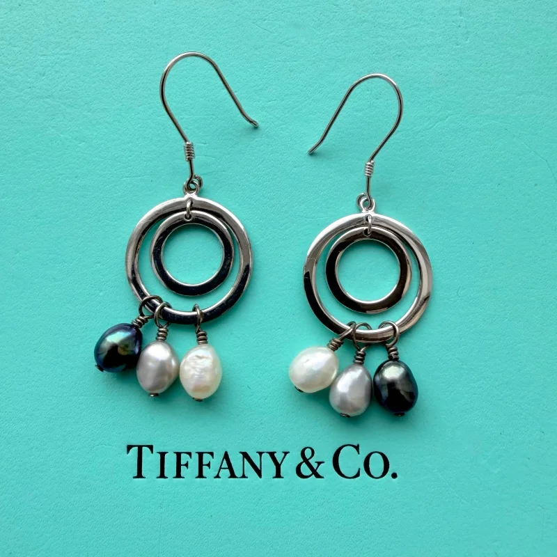 Tiffany & Co Iridesse pearl FWP circle drop earrings