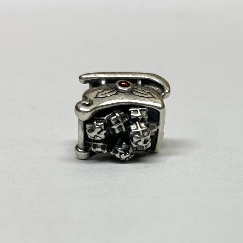 Pandora RETIRED Garnet Sleigh Charm 790562 Christmas Santa