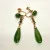 Vintage 10k Rose Gold Green Jade Dangle Earrings Chinese non-pierced
