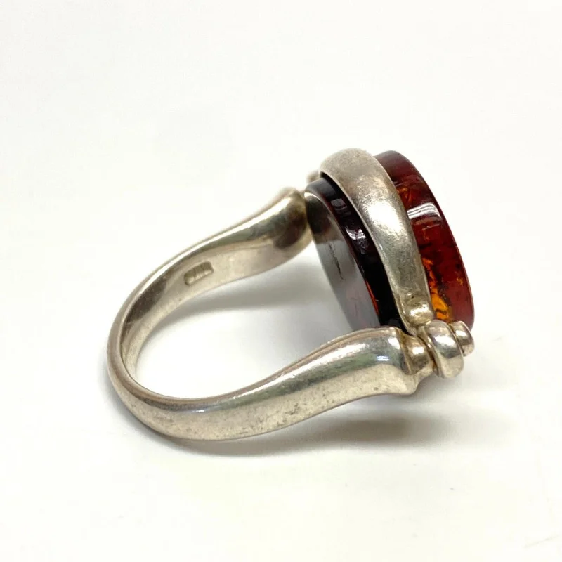 Ring 925 Silver Natural Honey Amber Size 6.25