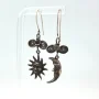 Handmade Sterling Silver Sun and Moon Face Earrings with Wire Spiral Details
