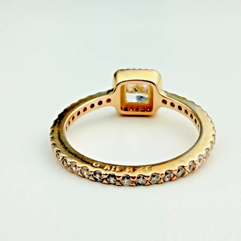 Pandora Timeless Elegance Square Sparkle Halo Ring Gold Plated Clear Stone CZ