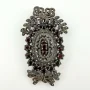 Vintage 925 Sterling Silver Marcasite & Garnet Convertible Pendant Brooch