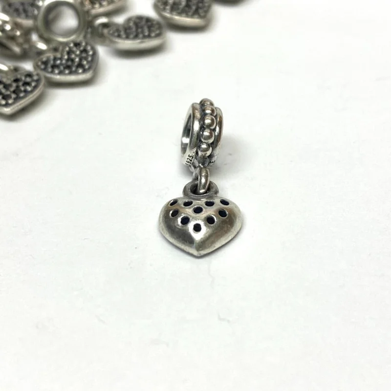 Authentic Pandora Sterling Silver Red CZ Pave Heart Dangle Charm