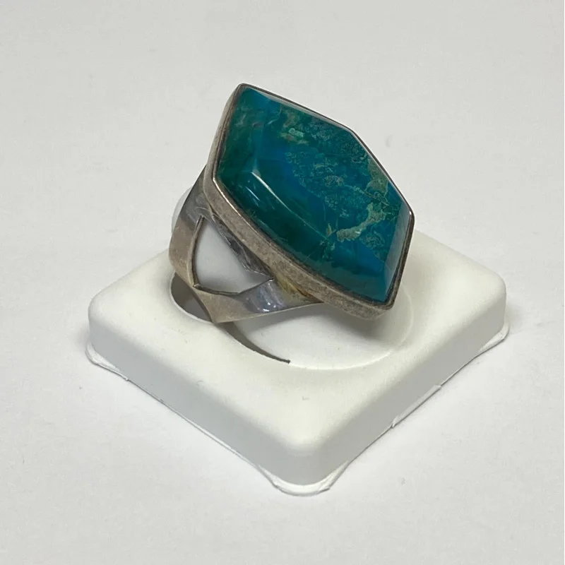 Vintage DTR China Blue Turquoise, Silver 925 Ring, Size 9
