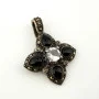 Vintage Thai Sterling Silver Black Onyx Marcasite & Achroite Tourmaline Pendant 